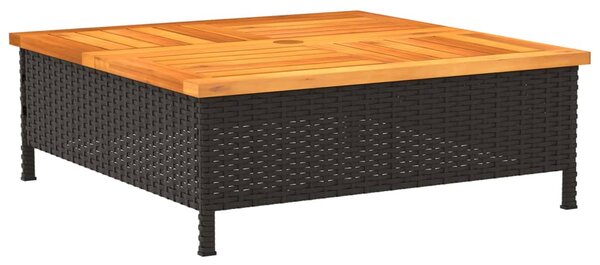 Vrtni stol crni 70 x 70 x 25 cm od ratana i bagremovog drva - Crna / N/A