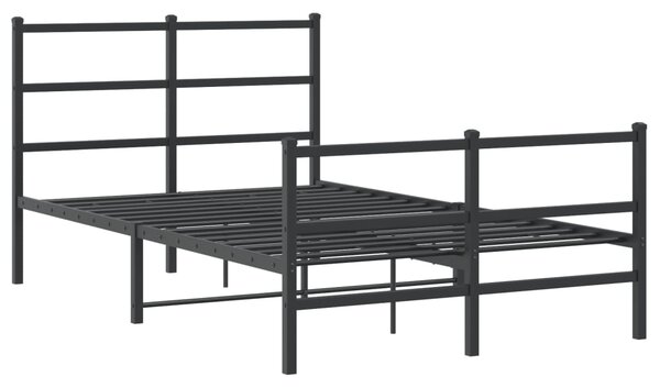 Metalni okvir kreveta s uzglavljem i podnožjem crni 120x190 cm - Crna / 120 x 190 cm