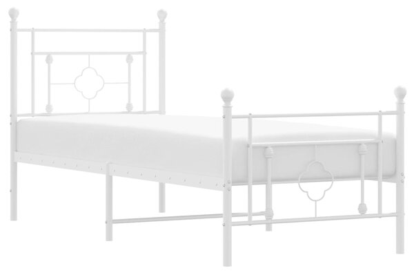 Metalni okvir kreveta uzglavlje i podnožje bijeli 80x200 cm - Bijela / 80 x 200 cm
