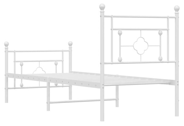 Metalni okvir kreveta uzglavlje i podnožje bijeli 80x200 cm - Bijela / 80 x 200 cm
