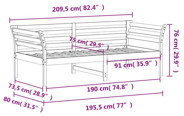Dnevni krevet bez madraca voštano smeđi 75x190 cm borovine - Smeđa / 75 x 190 cm