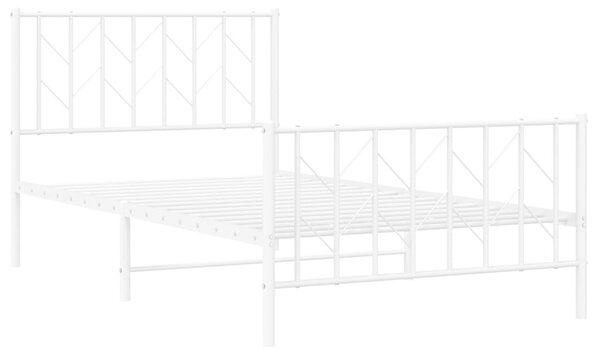 Metalni okvir kreveta s uzglavljem i podnožjem bijeli 100x200cm - Bijela / 100 x 200 cm