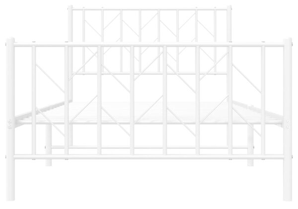 Metalni okvir kreveta s uzglavljem i podnožjem bijeli 100x200cm - Bijela / 100 x 200 cm