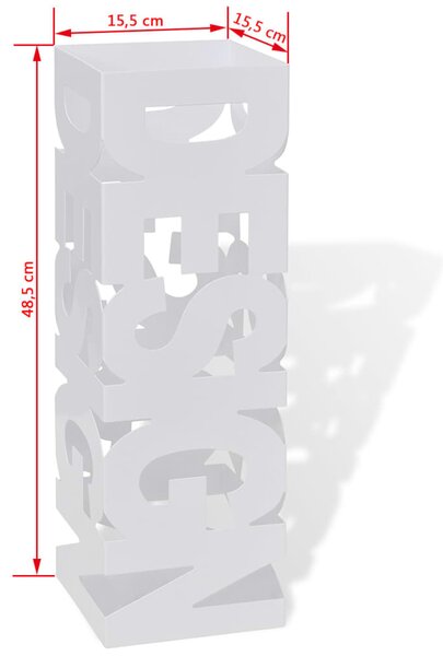 Bijeli Pravokutni Stalak Držač za Kišobrane i Štapove 48,5 cm - Bijela / N/A