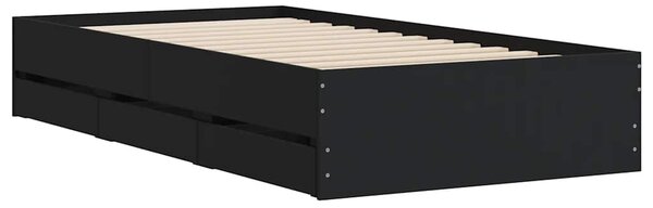Okvir kreveta s ladicama crni 90 x 190 cm konstruirano drvo - Crna / 90 x 190 cm
