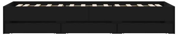 Okvir kreveta s ladicama crni 90 x 190 cm konstruirano drvo - Crna / 90 x 190 cm