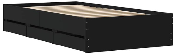 Okvir kreveta s ladicama crni 90 x 190 cm konstruirano drvo - Crna / 90 x 190 cm