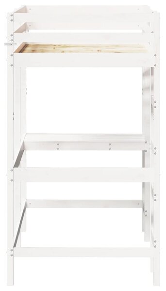Krevet na kat s radnim stolom bijeli 90 x 200 cm od borovine - Bijela / 90 x 200 cm