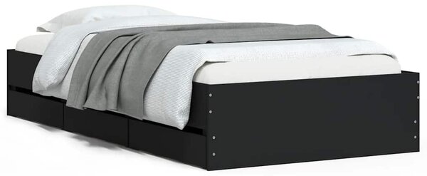 Okvir kreveta s ladicama crni 90 x 190 cm konstruirano drvo - Crna / 90 x 190 cm