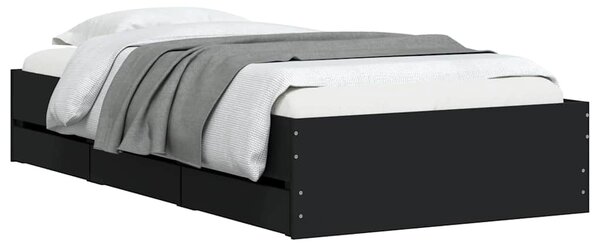 Okvir kreveta s ladicama crni 90 x 190 cm konstruirano drvo - Crna / 90 x 190 cm