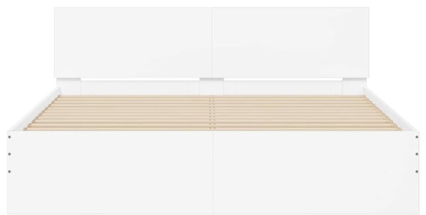 Okvir kreveta s uzglavljem i LED bijeli 160 x 200 cm - Bijela / 160 x 200 cm