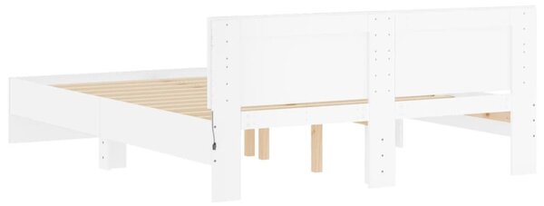 Okvir kreveta s uzglavljem i LED bijeli 160 x 200 cm - Bijela / 160 x 200 cm