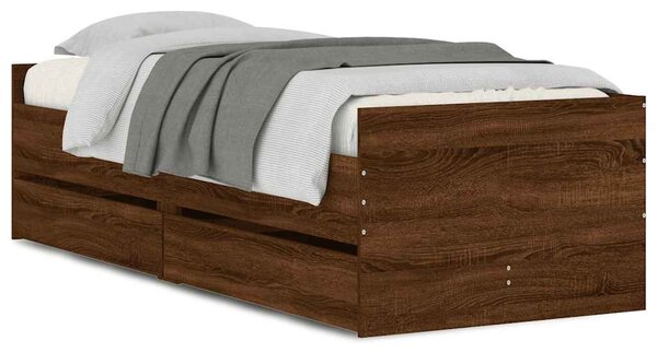 Okvir kreveta s ladicama boja smeđeg hrasta 90 x 190 cm - Smeđa / 90 x 190 cm