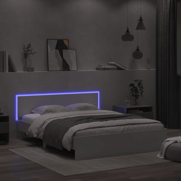 Okvir kreveta s uzglavljem i LED bijeli 160 x 200 cm - Bijela / 160 x 200 cm