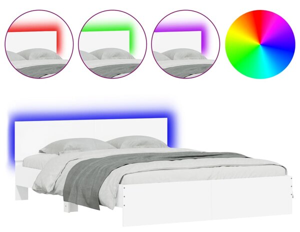 Okvir kreveta s uzglavljem i LED bijeli 160 x 200 cm - Bijela / 160 x 200 cm