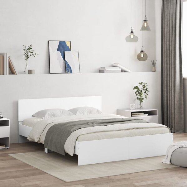 Okvir kreveta s uzglavljem i LED bijeli 160 x 200 cm - Bijela / 160 x 200 cm