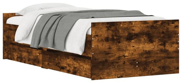 Okvir kreveta s ladicama boja dimljenog hrasta 90x200 cm - Smeđa / 90 x 200 cm