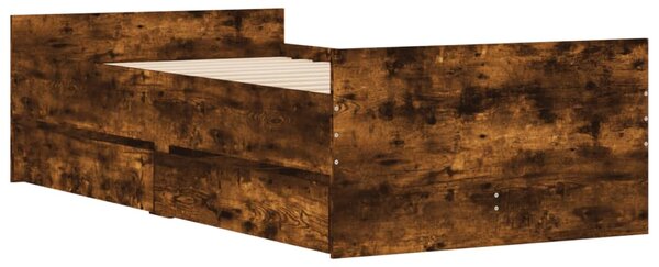 Okvir kreveta s ladicama boja dimljenog hrasta 90x200 cm - Smeđa / 90 x 200 cm