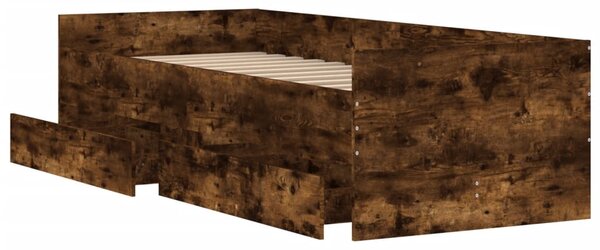 Okvir kreveta s ladicama boja dimljenog hrasta 100 x 200 cm - Smeđa / 100 x 200 cm