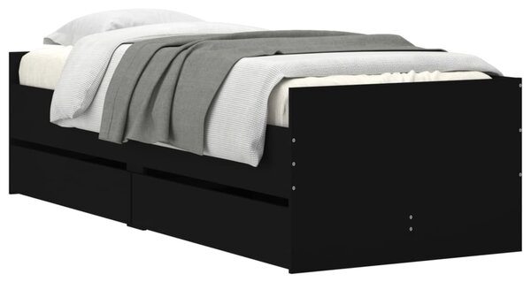 Okvir kreveta s ladicama crni 100 x 200 cm - Crna / 100 x 200 cm