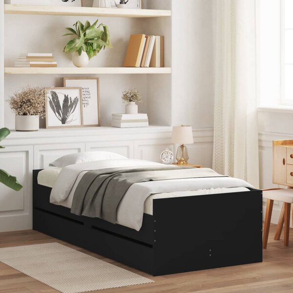 Okvir kreveta s ladicama crni 100 x 200 cm - Crna / 100 x 200 cm