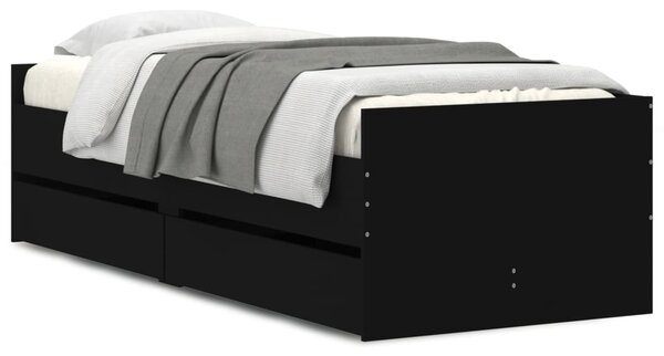 Okvir kreveta s ladicama crni 100 x 200 cm - Crna / 100 x 200 cm
