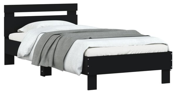 Okvir kreveta s uzglavljem crni 90 x 200 cm konstruirano drvo - Crna / 90 x 200 cm