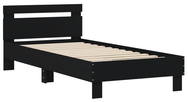 Okvir kreveta s uzglavljem crni 90 x 200 cm konstruirano drvo - Crna / 90 x 200 cm