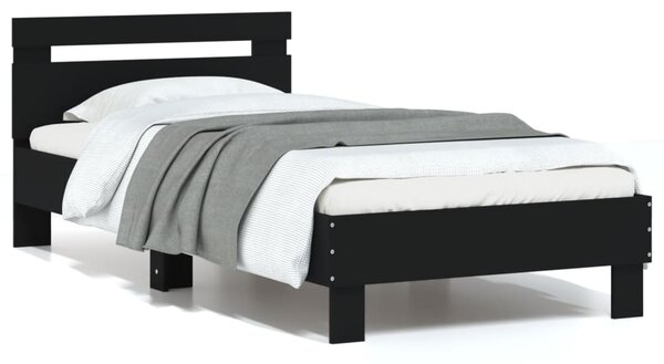 Okvir kreveta s uzglavljem crni 90 x 200 cm konstruirano drvo - Crna / 90 x 200 cm