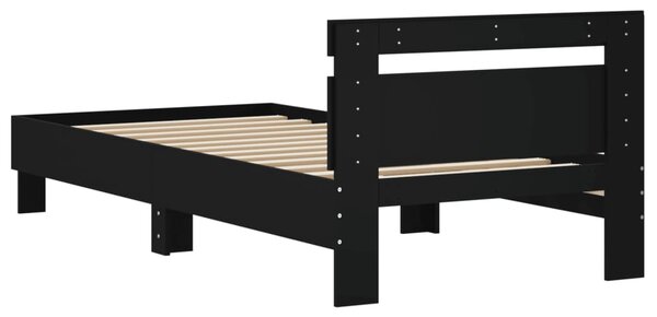 Okvir kreveta s uzglavljem crni 90 x 200 cm konstruirano drvo - Crna / 90 x 200 cm