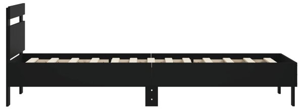 Okvir kreveta s uzglavljem crni 90 x 200 cm konstruirano drvo - Crna / 90 x 200 cm