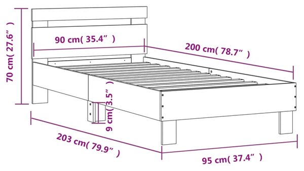 Okvir kreveta s uzglavljem crni 90 x 200 cm konstruirano drvo - Crna / 90 x 200 cm
