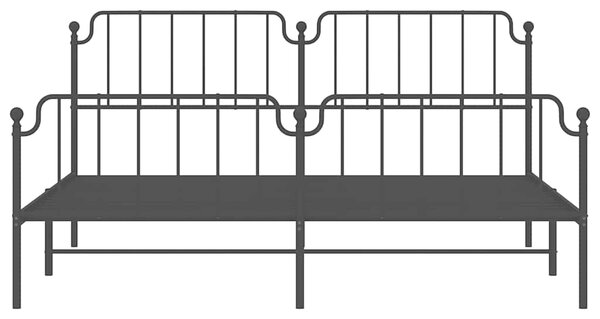 Metalni okvir kreveta s uzglavljem i podnožjem crni 193x203 cm - Crna / 193 x 203 cm