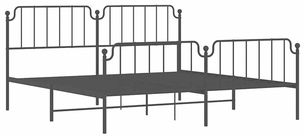 Metalni okvir kreveta s uzglavljem i podnožjem crni 193x203 cm - Crna / 193 x 203 cm