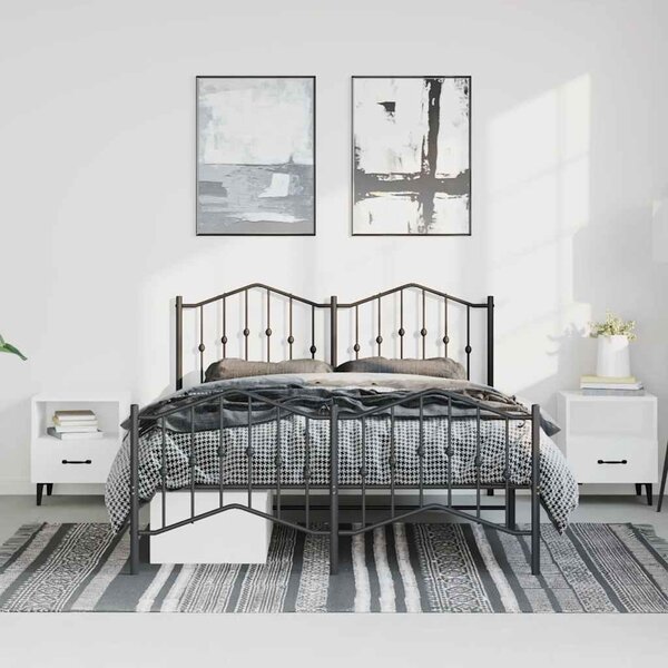 Metalni okvir kreveta s uzglavljem i podnožjem crni 135x190 cm - Crna / 135 x 190 cm