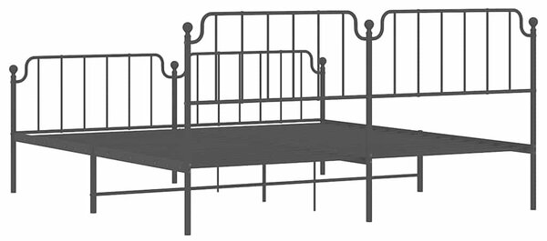 Metalni okvir kreveta s uzglavljem i podnožjem crni 193x203 cm - Crna / 193 x 203 cm