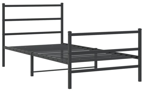 Metalni okvir kreveta s uzglavljem i podnožjem crni 100x190 cm - Crna / 100 x 190 cm