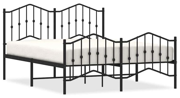Metalni okvir kreveta s uzglavljem i podnožjem crni 135x190 cm - Crna / 135 x 190 cm