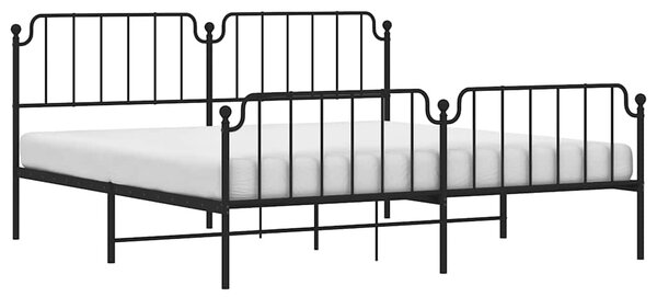 Metalni okvir kreveta s uzglavljem i podnožjem crni 193x203 cm - Crna / 193 x 203 cm