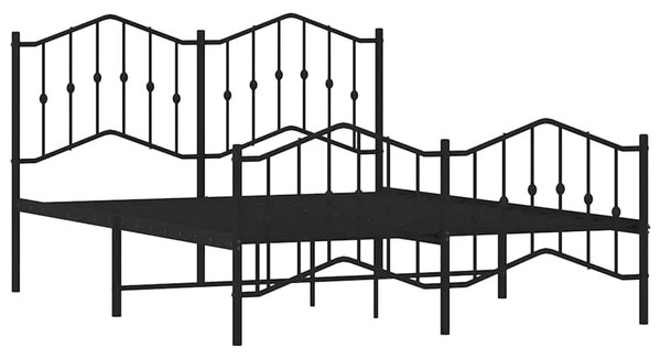 Metalni okvir kreveta s uzglavljem i podnožjem crni 135x190 cm - Crna / 135 x 190 cm