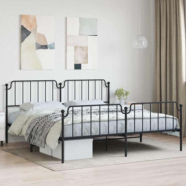 Metalni okvir kreveta s uzglavljem i podnožjem crni 193x203 cm - Crna / 193 x 203 cm