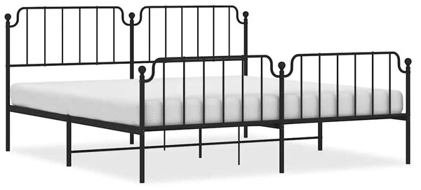 Metalni okvir kreveta s uzglavljem i podnožjem crni 193x203 cm - Crna / 193 x 203 cm