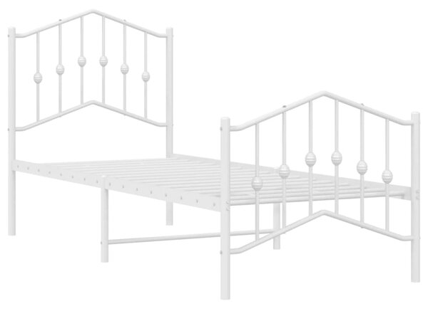 Metalni okvir kreveta s uzglavljem i podnožjem bijeli 75x190 cm - Bijela / 75 x 190 cm