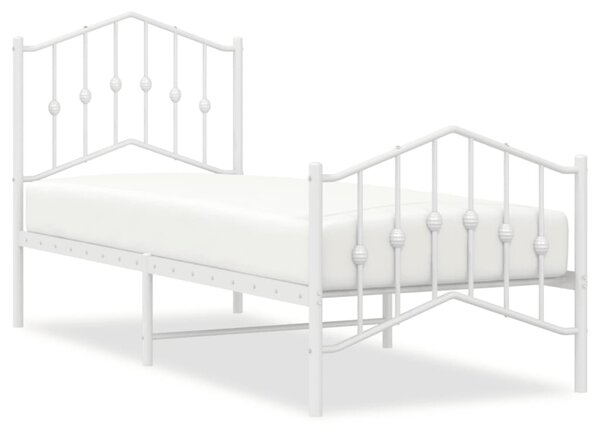 Metalni okvir kreveta s uzglavljem i podnožjem bijeli 75x190 cm - Bijela / 75 x 190 cm