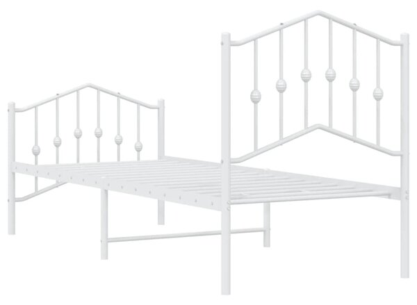 Metalni okvir kreveta s uzglavljem i podnožjem bijeli 75x190 cm - Bijela / 75 x 190 cm