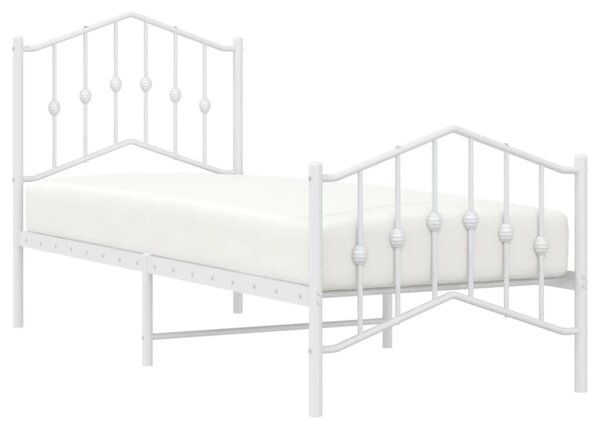 Metalni okvir kreveta s uzglavljem i podnožjem bijeli 75x190 cm - Bijela / 75 x 190 cm