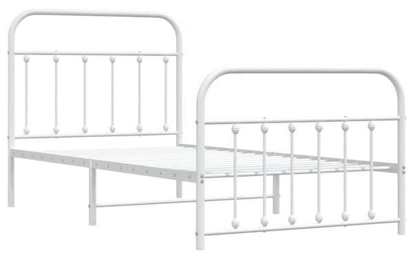 Metalni okvir kreveta uzglavlje i podnožje bijeli 100x190 cm - Bijela / 100 x 190 cm