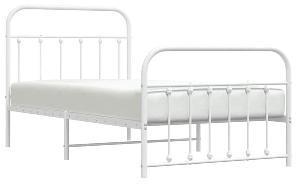 Metalni okvir kreveta uzglavlje i podnožje bijeli 100x190 cm - Bijela / 100 x 190 cm