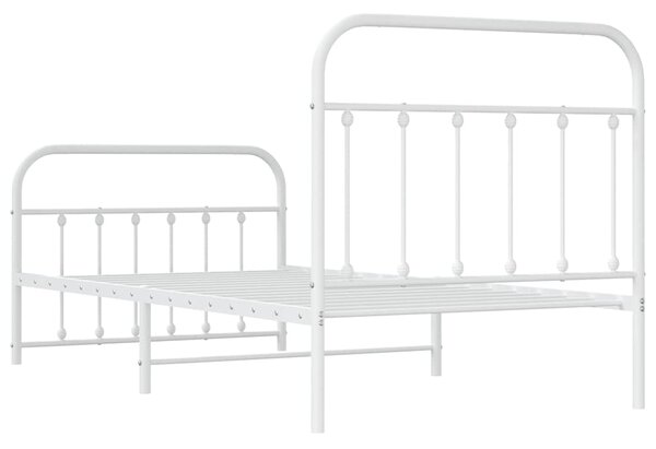 Metalni okvir kreveta uzglavlje i podnožje bijeli 100x190 cm - Bijela / 100 x 190 cm