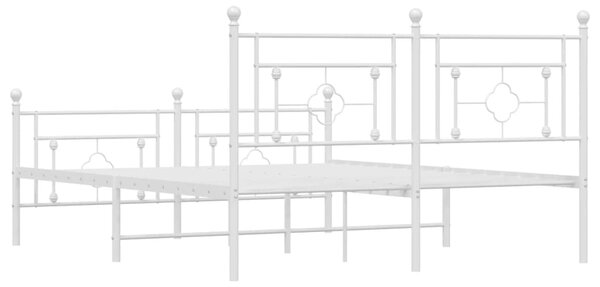 Metalni okvir kreveta uzglavlje i podnožje bijeli 160x200 cm - Bijela / 160 x 200 cm